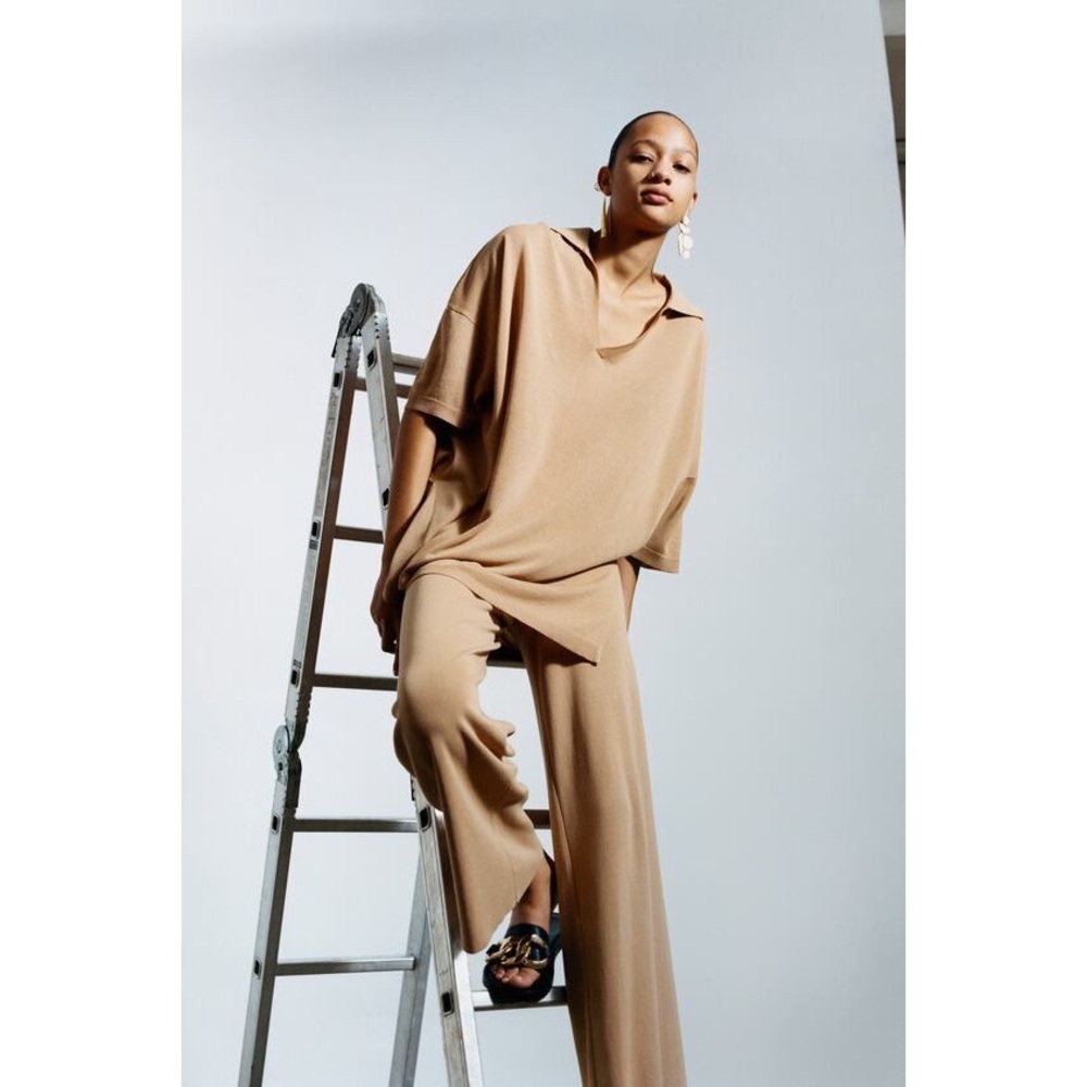 Matching Set - Oversized Knit Polo and Culottes